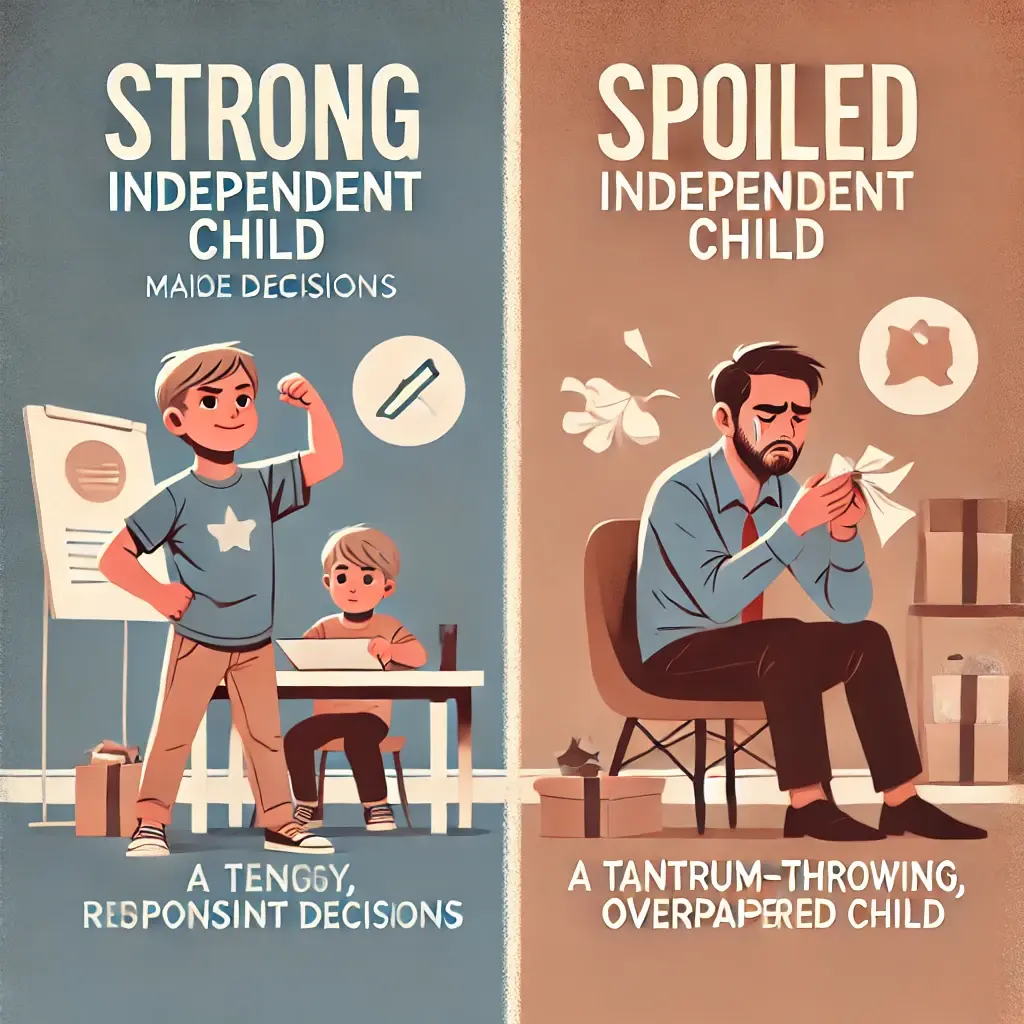 Difference between a strong and spoiled child.