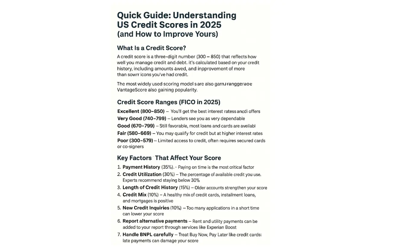 Quick Guide: Understanding US Credit Scores in 2025 (and How to Improve Yours)