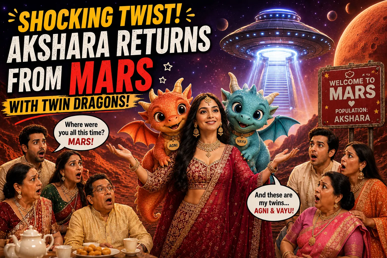 SHOCKING TWIST! Akshara Returns From Mars With Twin Dragons!